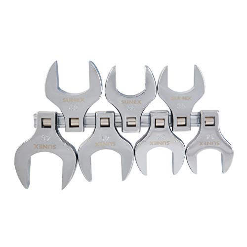 Sunex Tools 9740A 1/2-Inch Drive Jumbo Metric Crowfoot Wrench Set, 34mm - 46mm, Fully Polished, 7-Piece (Includes Storage Rail) - Image 1