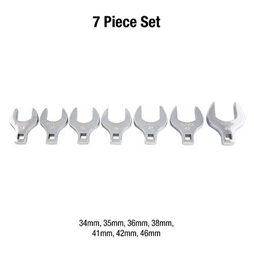Sunex Tools 9740A 1/2-Inch Drive Jumbo Metric Crowfoot Wrench Set, 34mm - 46mm, Fully Polished, 7-Piece (Includes Storage Rail) - Image 2