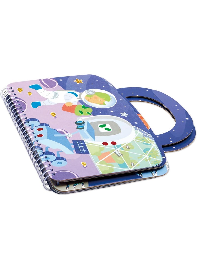 Hape Travel Foil Art Kit for Kids - Intergalactic Theme | Mess-Free Peel & Stick Arts & Crafts Activity | DIY Creative Set for Boy Girl Ages 3+ | Portable On-the-Go Foil Art for Toddlers & Children - Image 1
