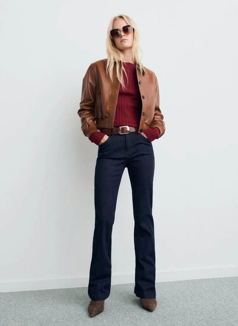 MANGO Boat neck ribbed sweater
