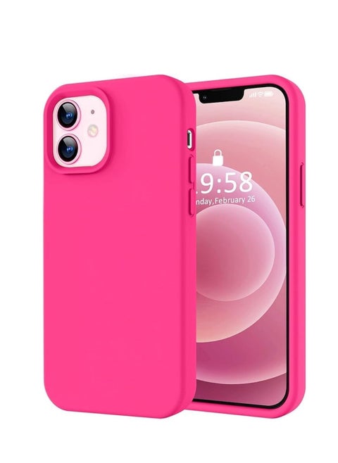 Compatible With Designed for iPhone 12 Case, Designed for iPhone 12 Pro Case, Silicone Shockproof Phone Case with [Soft Anti-Scratch Microfiber Lining] 6.1 inch (Hot Pink)