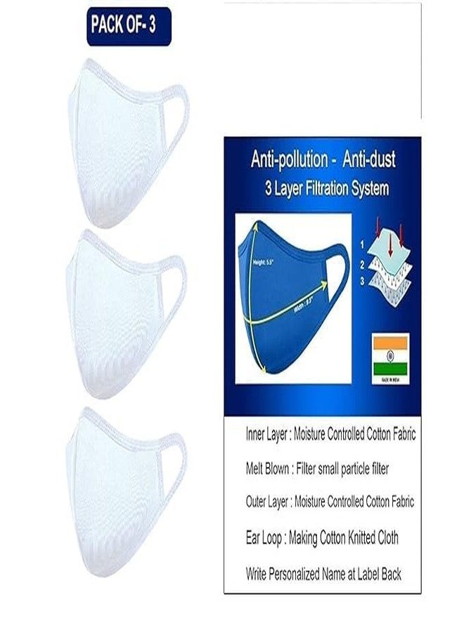 GR DESIGN Hosiery Cotton Mask, Reusable and Washable Face Masks Pack 3 - Image 5