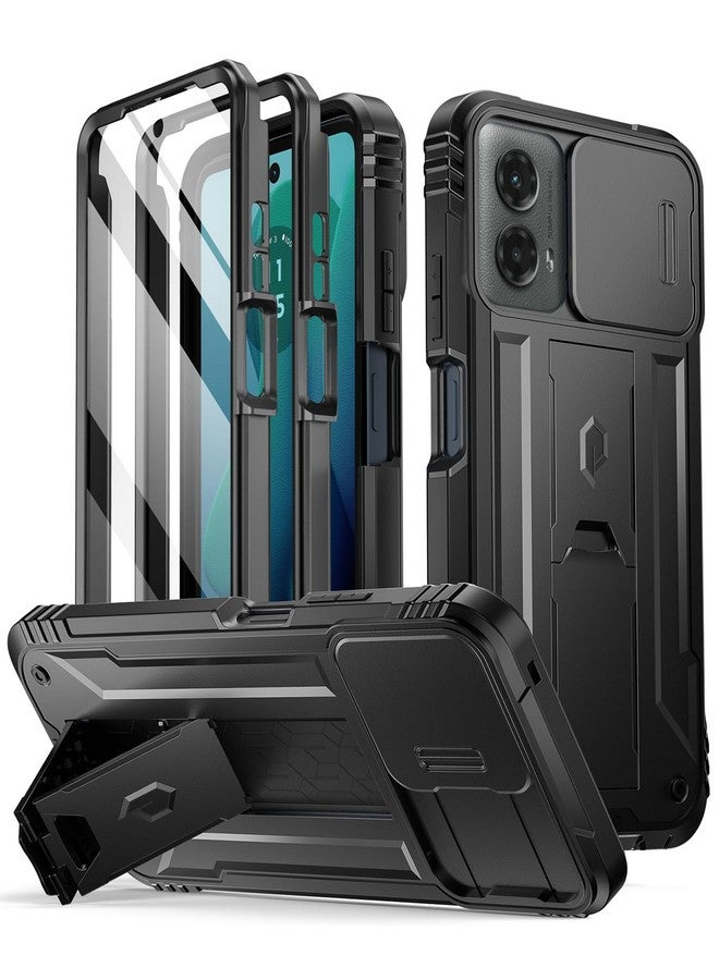 POETIC Poetic Revolution Case for Motorola Moto G 5G 2024, [Slide Camera Cover], Full-Body Military Grade Rugged Shockproof Cover with Kickstand and Built-in-Screen Protector, Black  - Image 1