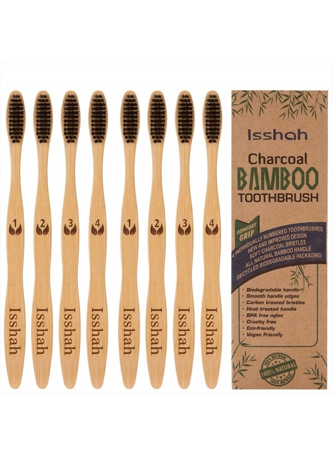 Isshah Biodegradable Eco-Friendly Natural Compostable Bamboo Toothbrushes - Pack of 8 - Image 1