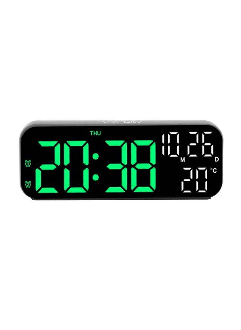 Velaurs Digital clock dual display voice control 3 adjustable brightness date temperature display countdown LED electronic alarm clock black and green light  - Image 3