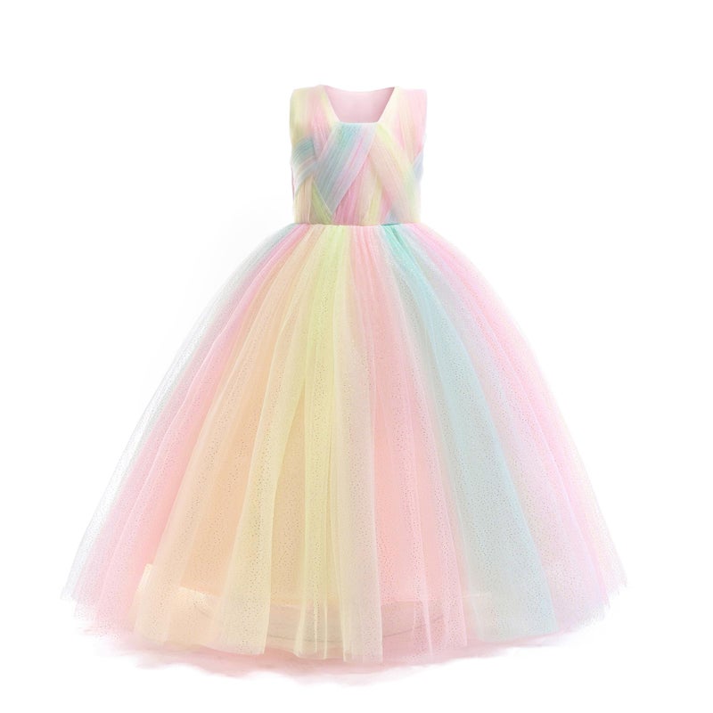 DPKM Flower Girls Formal Wedding Dress for Tulle Party Bridesmaid Pageant Princess Kids Birthday Prom Ball Gown - Image 1