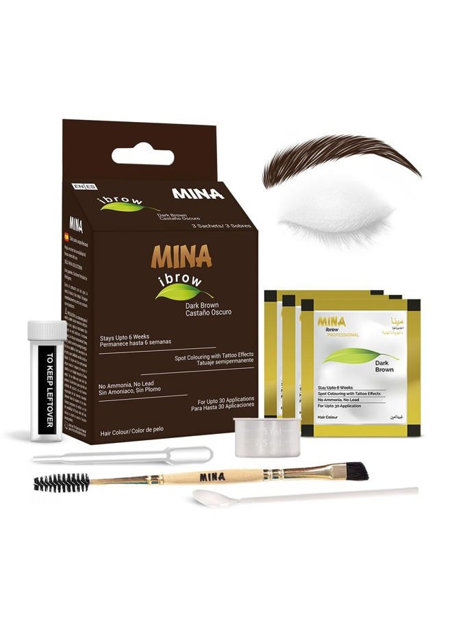 MinaiBrow Dark Brown Natural Spot Coloring Brow Tinting Powder with Duo Angled Brush, Permanent, Plant-based, Vegan, Cruelty-free Hair Color, 1.0582 Ounce - Image 1