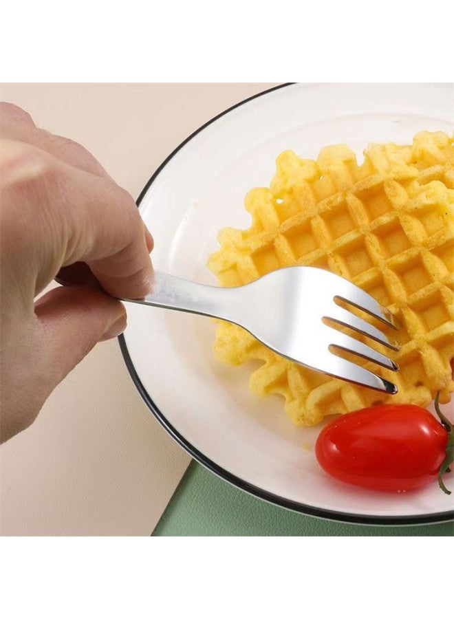 410 Stainless Steel Spoon Fork Suit Short Handle Fork Spoon Mini Tableware Student Eating Spoon Dessert Spoon Fruit Fork-Color:Milk Powder Fork Gold - Image 4