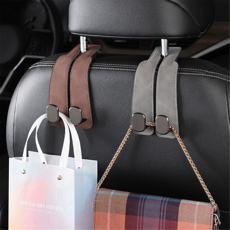 Car Seat Headrest Hook 1-Pack Grey Upgraded 2-in-1 Design Double Wallet Hook - High Quality Silicone Material Car Rear Seat Handbag Hook for Groceries Bags Organizer - Image 4