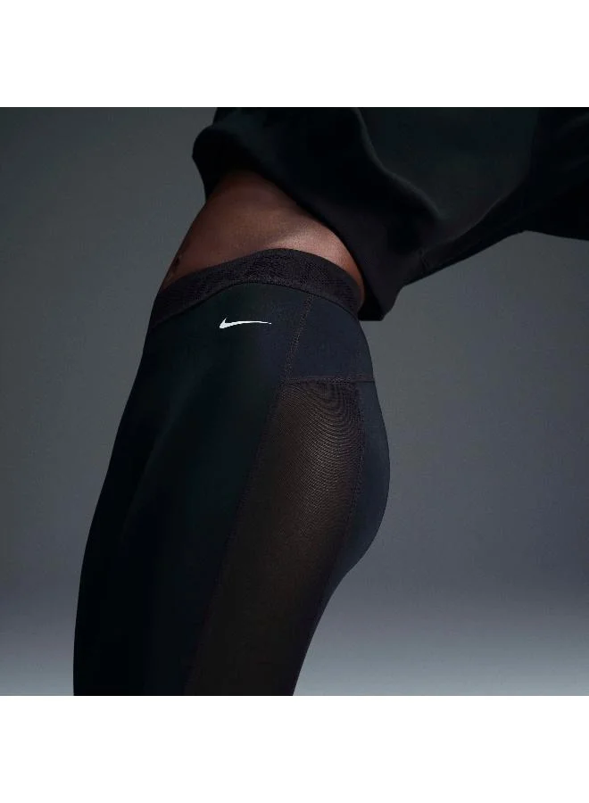 Nike Women's Pro Mid-Rise Mesh-Panelled Leggings
