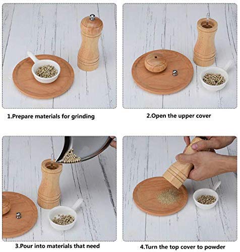Praxon Praxon Manual Salt Spice Corn Mill Grinder Wooden Pepper Mill Shaker and Salt Grinders with Adjustable Coarseness Salt and Pepper Mill Sprinkler with Ceramic Crusher for Kitchen 6 Inch  - Image 3