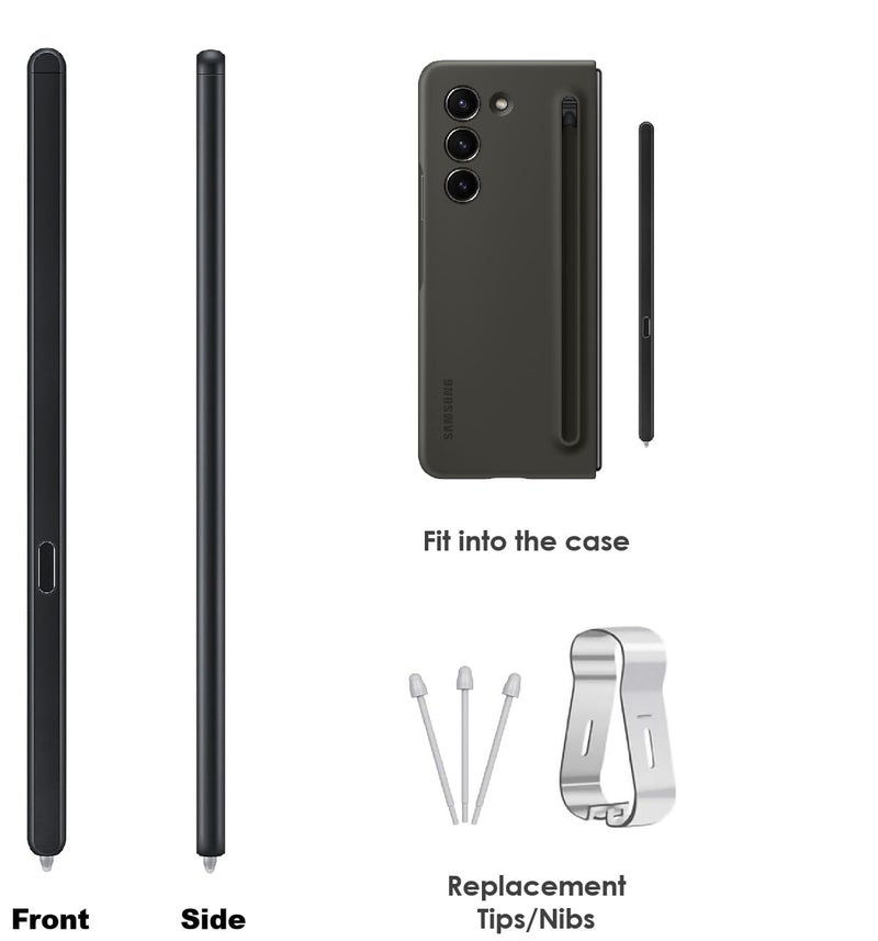 SLQ Z Fold 6/Fold 5 Slim S Pen Fold Edition 4096 Pressure Levels Compatible with Galaxy Z Fold 6/5 Phones Only, Fold 5 Pen Slim 1.5mm Pen Tip, with 3*Tips (Black) - Image 3