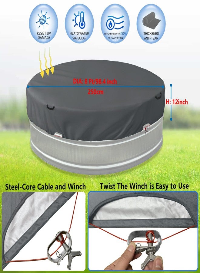 Bitubi 8 Ft Round Pool Cover,for Outdoor Round Easy Set and Frame Above Ground Swimming Pool,Solar Covers for Above Ground Pools,Upgraded Waterproof Dustproof Hot Tub Cover,Trampoline Cover(Grey) - Image 2
