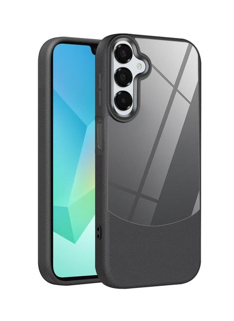 Samsung Galaxy A56 Phone Case, Specially Designed for Galaxy A56 5G, Splicing 2-in-1 Leather Transparent Design Phone Case Anti-Drop Case Black
