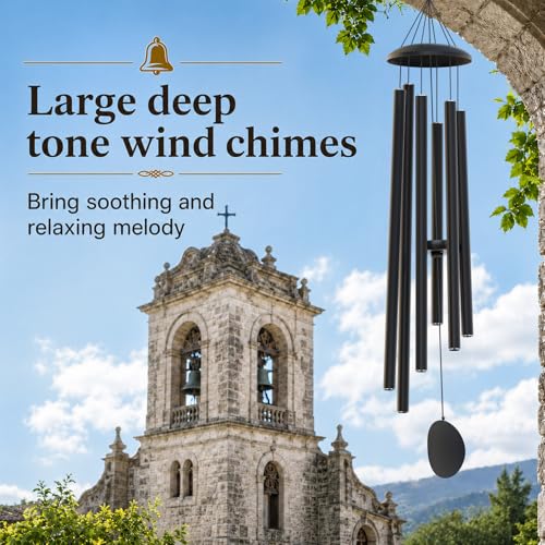 FSVGYY 50" Extra Large Wind Chimes for Outside Deep Tone, 6 Extra-Thick Aluminum Tubes for Lasting Resonance, Big Outdoor Wind Chime for Garden Patio Decor, Relaxing Gift for Mom Dad Men Neighbors, Black - Image 4