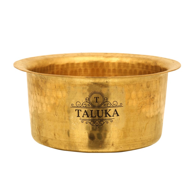 Taluka تالوكا (10.2" × 5.5" بوصة تقريبًا) وعاء طهي مصنوع من النحاس الأصفر سعة 4000 مل - Image 2