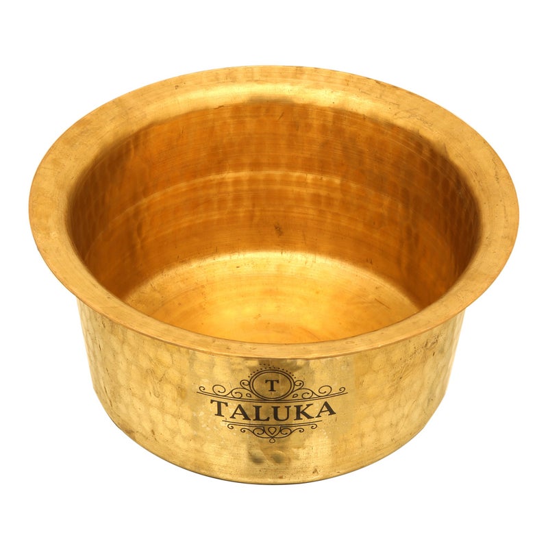 Taluka تالوكا (10.2" × 5.5" بوصة تقريبًا) وعاء طهي مصنوع من النحاس الأصفر سعة 4000 مل - Image 1
