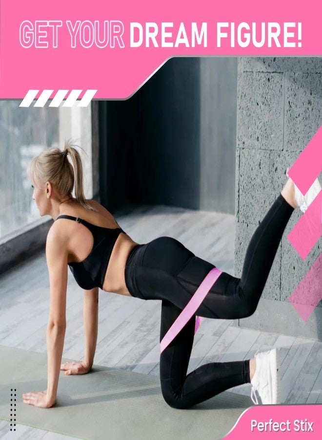 Perfect Stix Peak Performance Resistance Loop Exercise Bands with Workout Videos. 5 PCs Latex Exercise Bands. 5 Bands All Pink Elastic Bands with Pink Carrying Bag.Includes Video demonstrations - Image 2