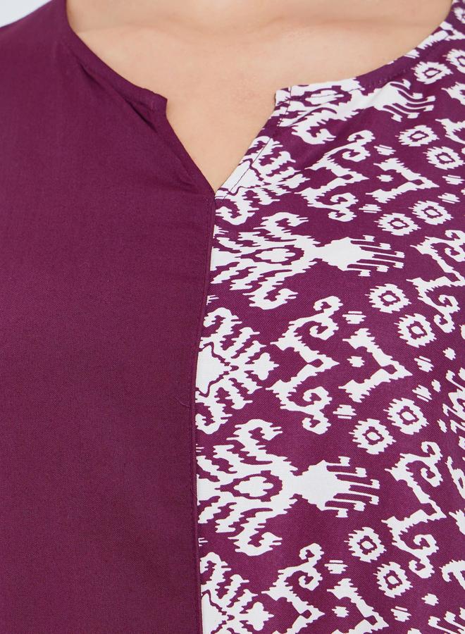 Amirah Women Burgundy Printed A-Line Jalabiya - Image 3