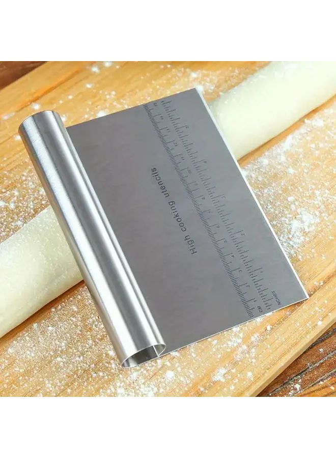 Silvery Stainless Steel Bench Scraper Pastry Cutter Versatile Baking Kitchen Tool - Image 5