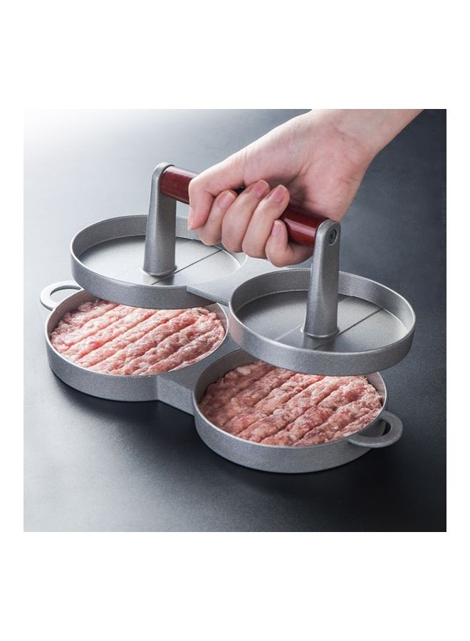NIBEMINENT Aluminum Alloy Burger Meatloaf Press Mold Silver/Red  - Image 1