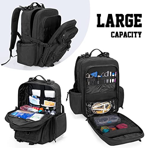 Damero Medical Tactical Backpack, Medical Supplies Bag First Aid Rucksack with Top Y-Strap for Hiking, Trekking Hunting Camping, Black (Bag Only) - Image 2
