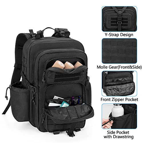 Damero Medical Tactical Backpack, Medical Supplies Bag First Aid Rucksack with Top Y-Strap for Hiking, Trekking Hunting Camping, Black (Bag Only) - Image 5