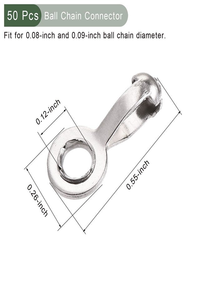 YOKIVE 50 Pcs Ball Chain Connectors, Bead Ring with Crimp Link Pull Loop Crafts Making Decoration, Great for Art, Handmade, DIY (Silver, 0.08/0.09-Inch) - Image 2