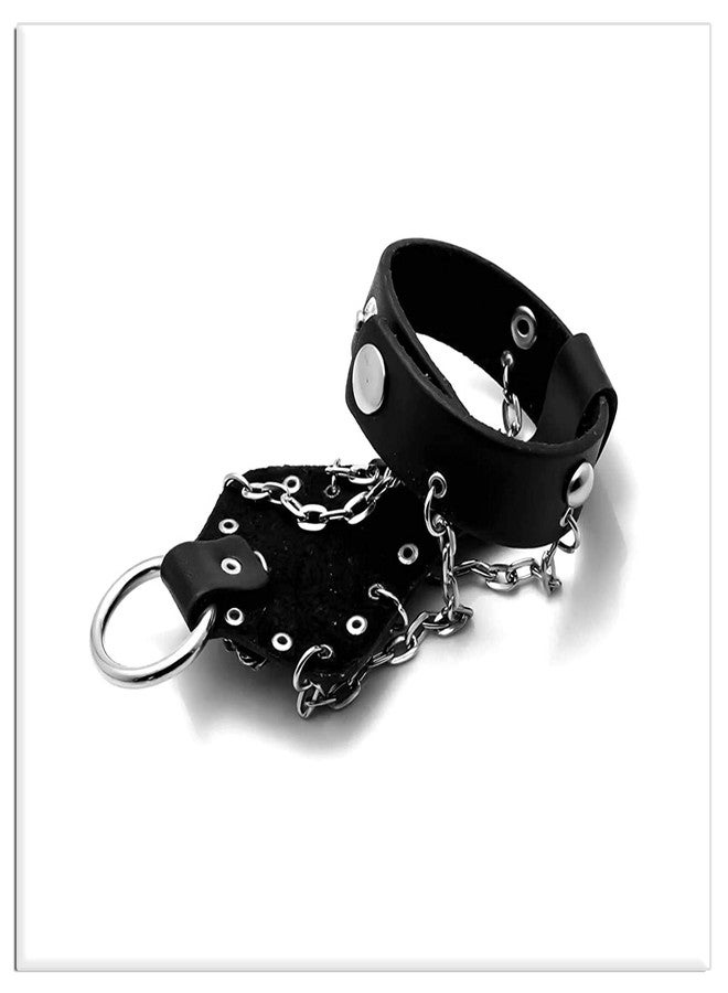Xusamss Punk Rock Alloy Skull Hand Rivet Chain Cuff Bracelet,7"-8"(Black) - Image 5