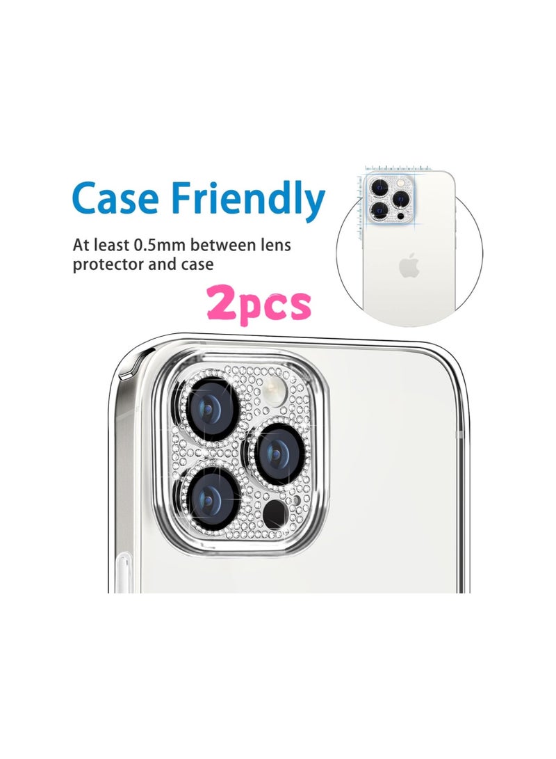 2pcs Designed for iPhone 15 Pro and 15 Pro Max Camera Lens Protector, Shockproof Full Protective Camera Cover, Silver - Image 3