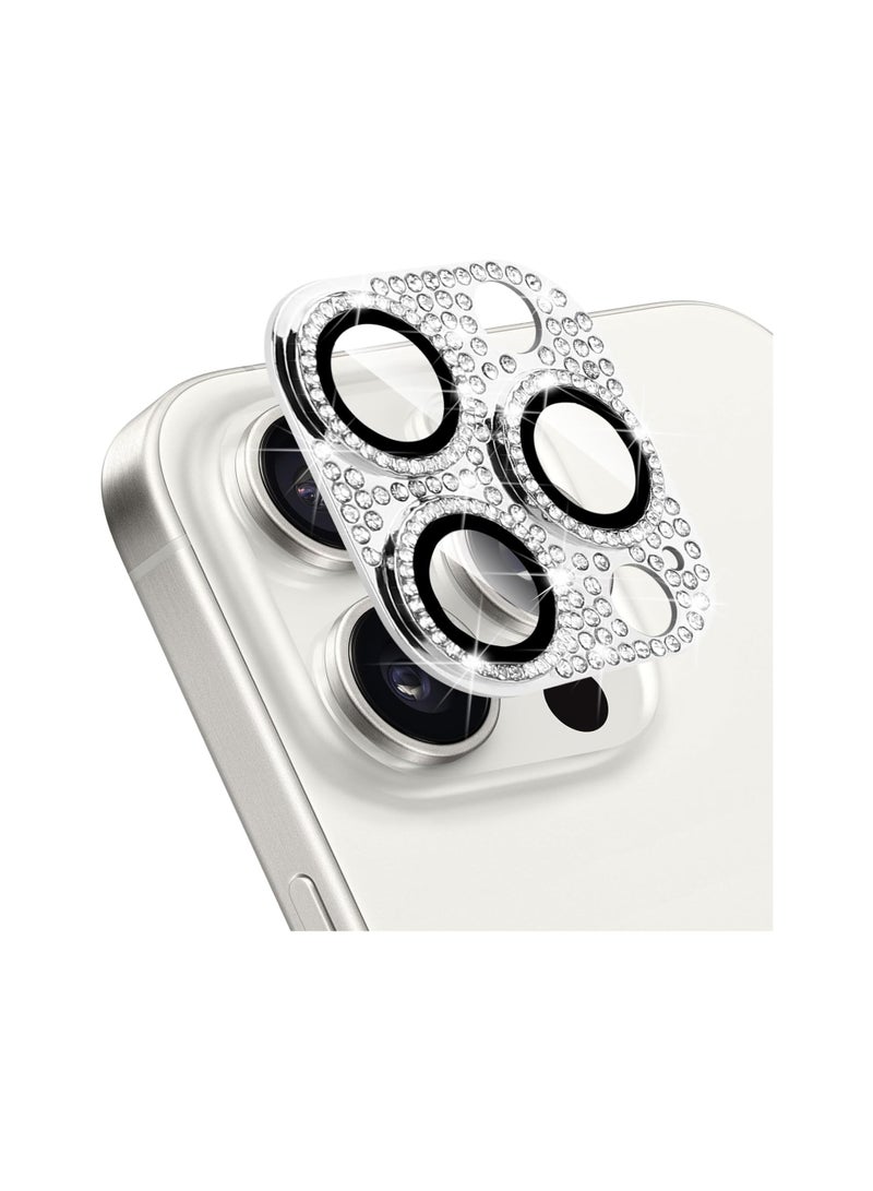 2pcs Designed for iPhone 15 Pro and 15 Pro Max Camera Lens Protector, Shockproof Full Protective Camera Cover, Silver - Image 1