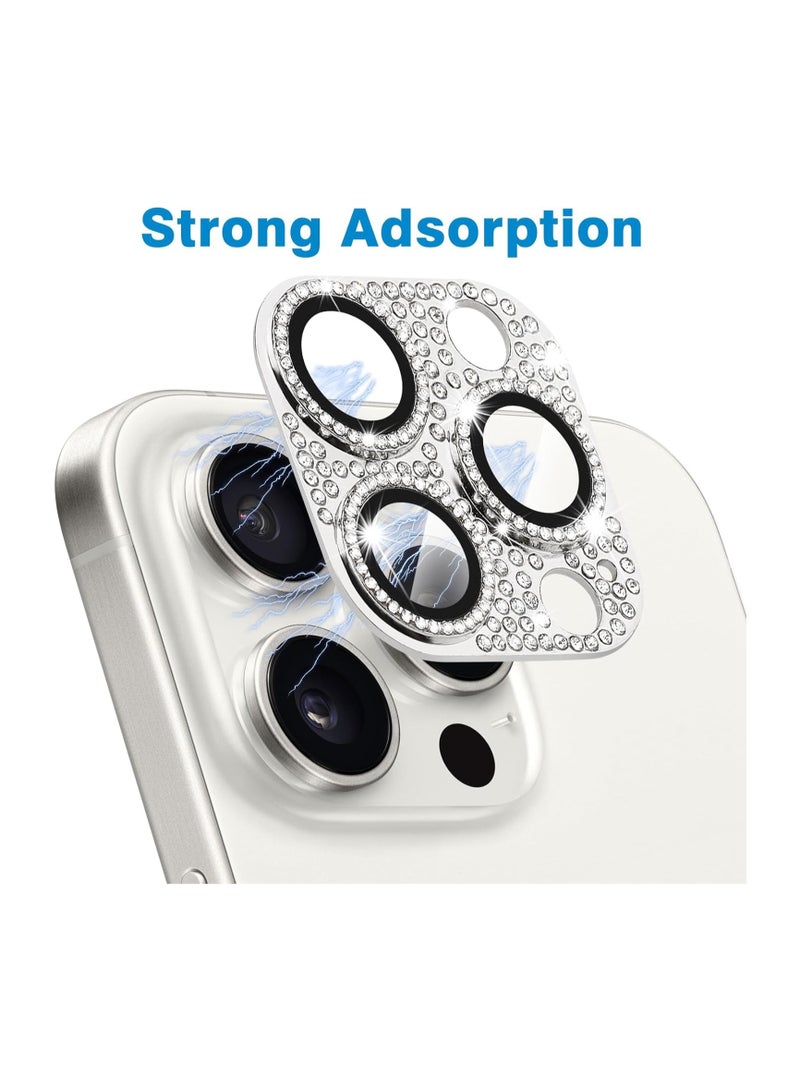 2pcs Designed for iPhone 15 Pro and 15 Pro Max Camera Lens Protector, Shockproof Full Protective Camera Cover, Silver - Image 4