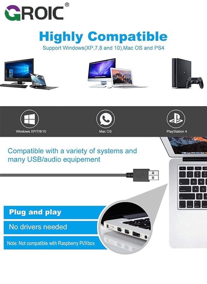 GROIC - USB Desktop Microphone with Switch Button & RGB Lights, Plug & Play PC Computer Gaming Mic Omnidirectional Condenser for Mac PS4 Laptop Chromebook Recording Chatting Podcasting YouTube Streaming - Image 1