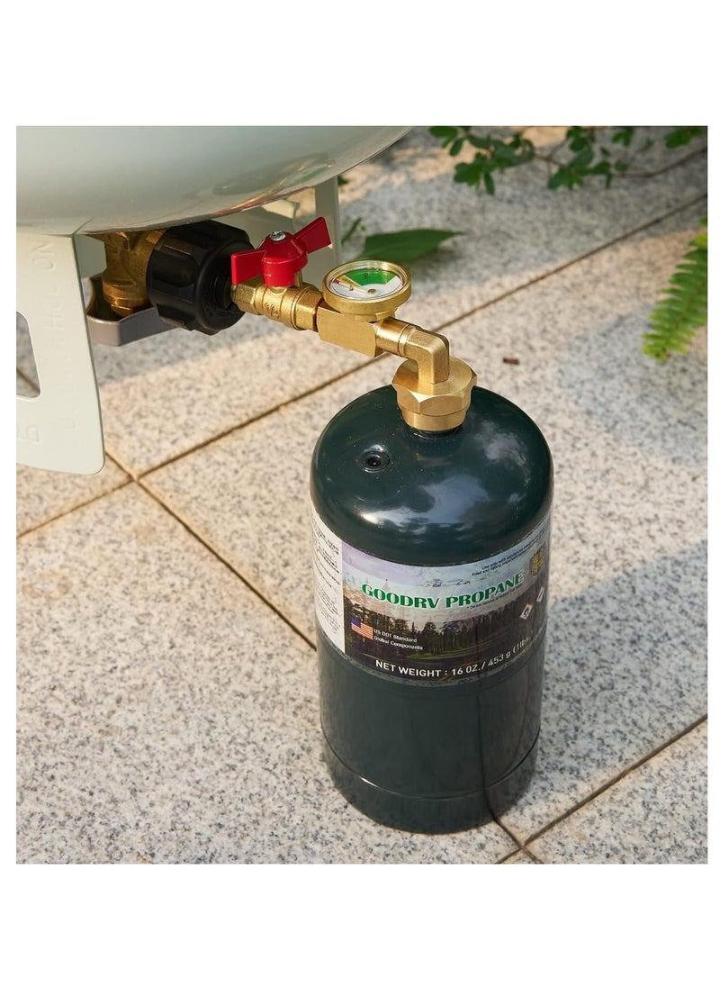 SYOSI - Propane Refill Adapter with Valve and Gauge, Easily Fill 1lb Bottles from 20lb Tank - Compatible with QCC1/Type1 Propane Tanks and Disposable 1lb Cylinders - Safe Propane Bottle Connector - Image 1