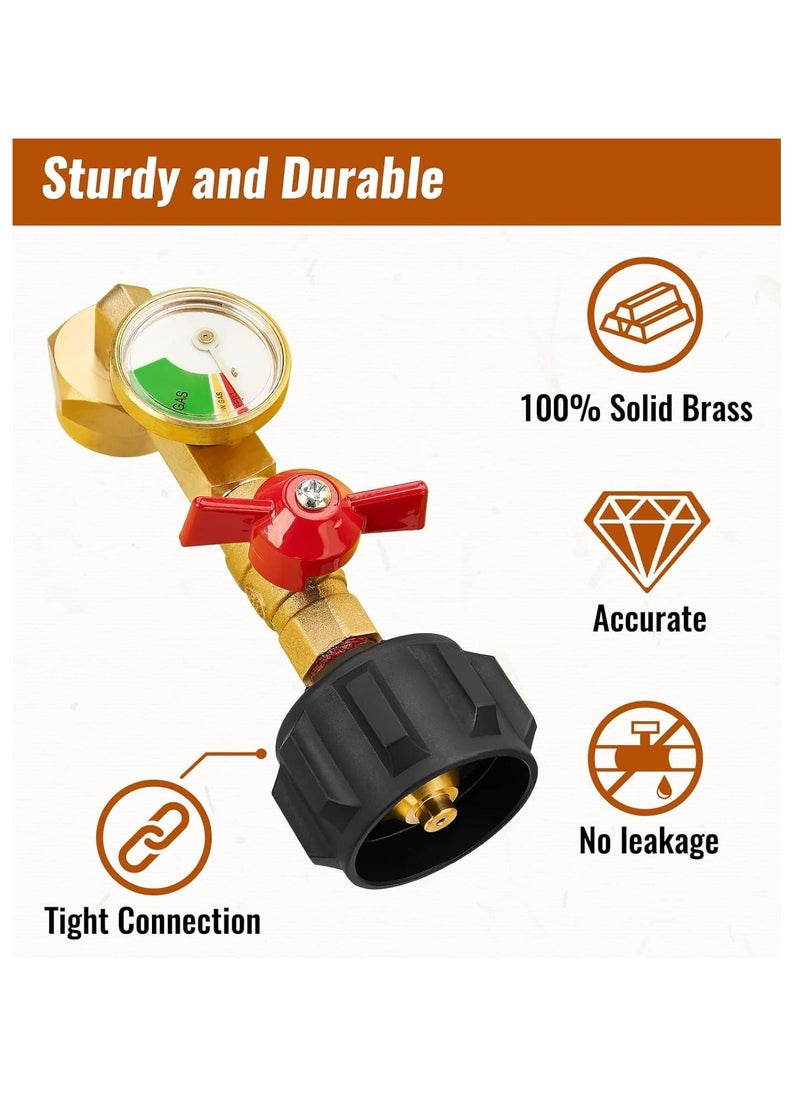 SYOSI - Propane Refill Adapter with Valve and Gauge, Easily Fill 1lb Bottles from 20lb Tank - Compatible with QCC1/Type1 Propane Tanks and Disposable 1lb Cylinders - Safe Propane Bottle Connector - Image 1