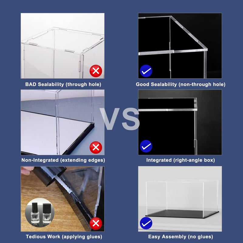 HEMYLU Acrylic Box with Matte Black Base, Simple Self-Assembly Clear Acrylic Display Case, Cube Dustproof Showcase with Lid for Collectibles, Toys and Jewelry (10x5x5 inch) - Image 3