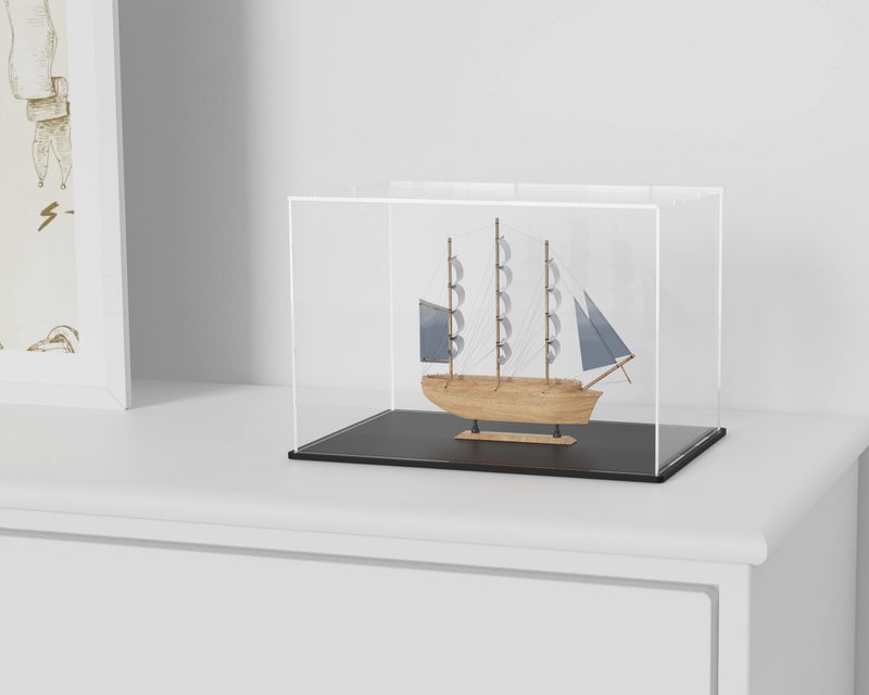 HEMYLU Acrylic Box with Matte Black Base, Simple Self-Assembly Clear Acrylic Display Case, Cube Dustproof Showcase with Lid for Collectibles, Toys and Jewelry (10x5x5 inch) - Image 4