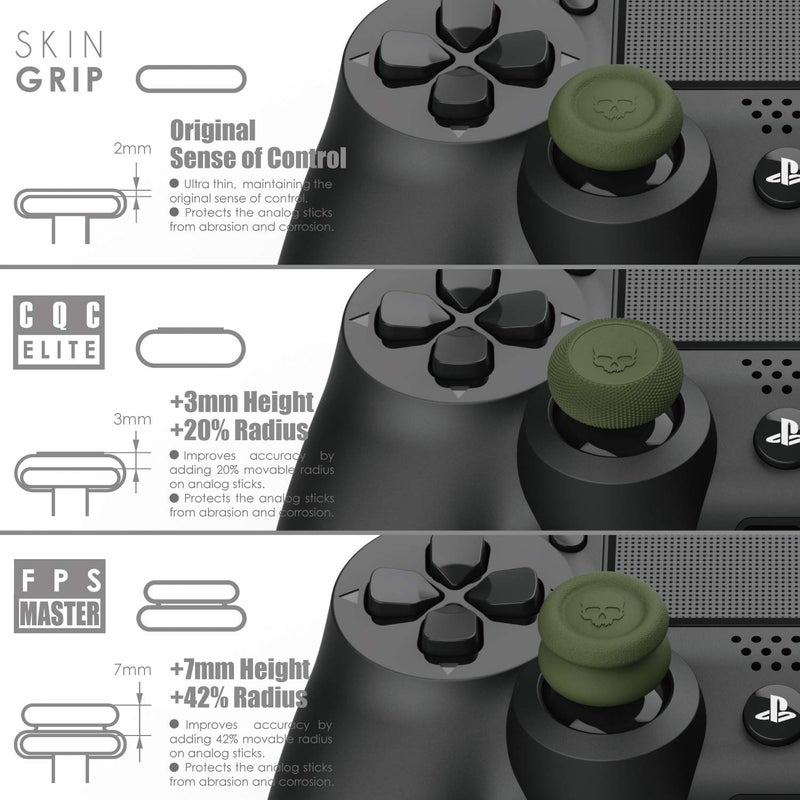 Skull & Co. Skin, CQC and FPS Thumb Grip Set Joystick Cap Analog Stick Cap for Nintendo Switch Pro Controller & PS5 / PS4 / Slim/Pro Controller- Black, 3Pairs(6pcs) - Image 4