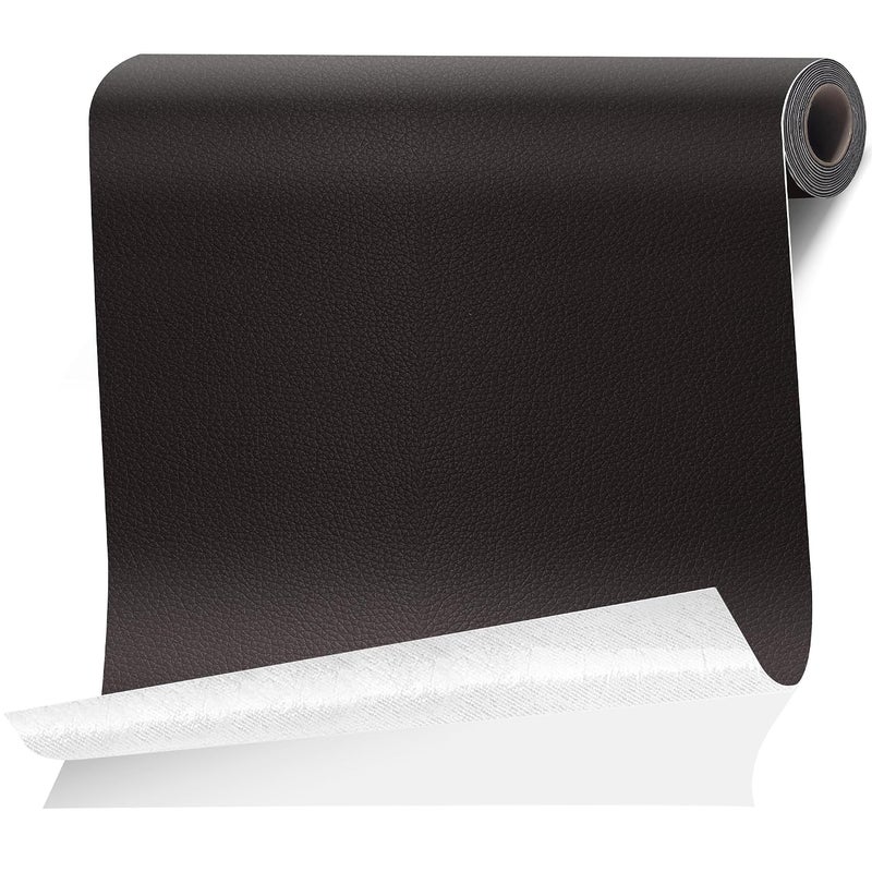 Cahomo Leather Repair Tape Patch, 35.4" x 79" Self Adhesive Leather Patches for Furniture,Vinyl Repair Kit for Car Seat, Couch, Chairs, Boat Seat, Sofa Dark Brown - Image 1