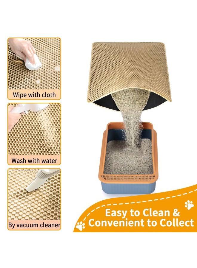 USHARP Cat Litter Mats Litter Trapping Mat, 25''x16'' Cat Litterbox Mat for Floor, 2 Layer Honeycomb Pet Litterbox Matt Catcher Rug, Waterproof Urine Proof, Non-Slip, Soft, Clean Easily, Small - Image 3