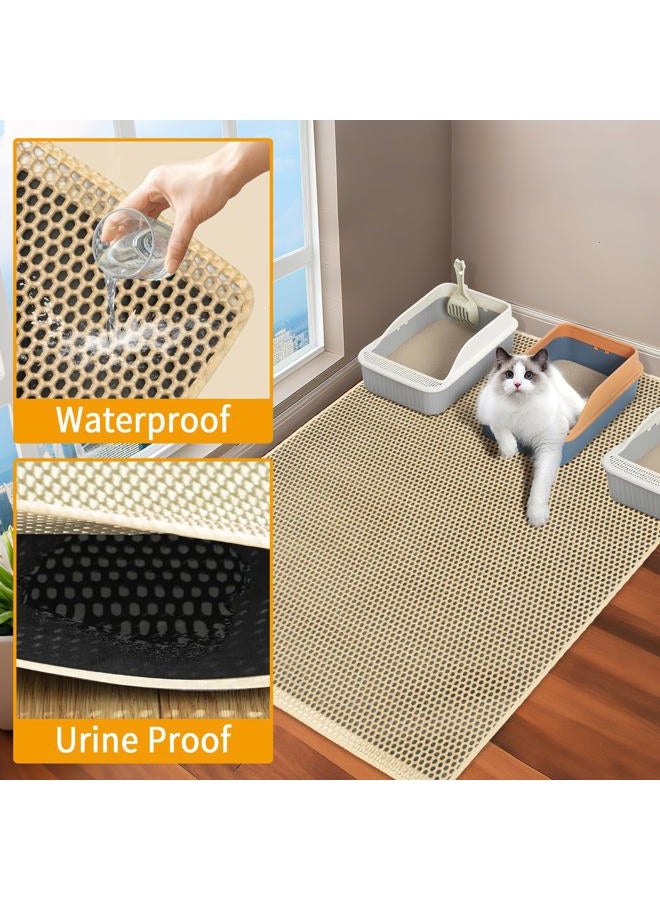USHARP Cat Litter Mats Litter Trapping Mat, 25''x16'' Cat Litterbox Mat for Floor, 2 Layer Honeycomb Pet Litterbox Matt Catcher Rug, Waterproof Urine Proof, Non-Slip, Soft, Clean Easily, Small - Image 5