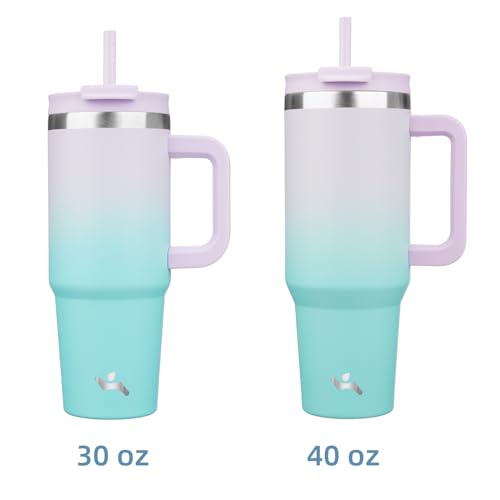 Konokyo 30 oz Tumbler with Handle and 2 Straws,2 in 1 Lid Insulated Water Bottle Stainless Steel Travel Coffee Mug,Lavender Green - Image 3