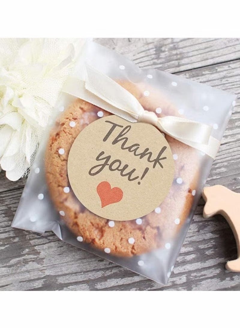 Resealable Plastic Cellophane Bags 100Piece Self Adhesive Cookie Bags Treat Bags, with Thank You Stickers, 3.9x3.9 inch - Image 1