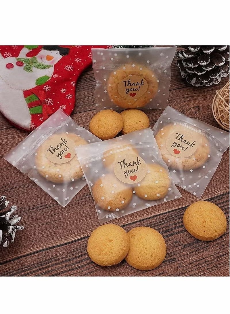 Resealable Plastic Cellophane Bags 100Piece Self Adhesive Cookie Bags Treat Bags, with Thank You Stickers, 3.9x3.9 inch - Image 2