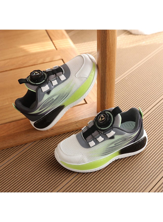 Warrior Kids Running Shoes Four Seasons Boys Youth Sports Shoes Dial Buckle Running Shoes Wz(cl)-2017 Gray Green White Size 36 - Image 3