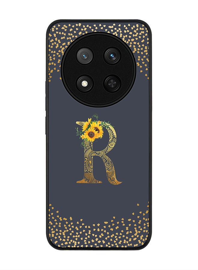 Stylizedd For Honor X9c / Honor Magic7 Lite 5G Case,Slim fit Camera Protection, Shockproof Thin Phone cover  - Custom Floral Monogram - R  (Grey ) - Image 1