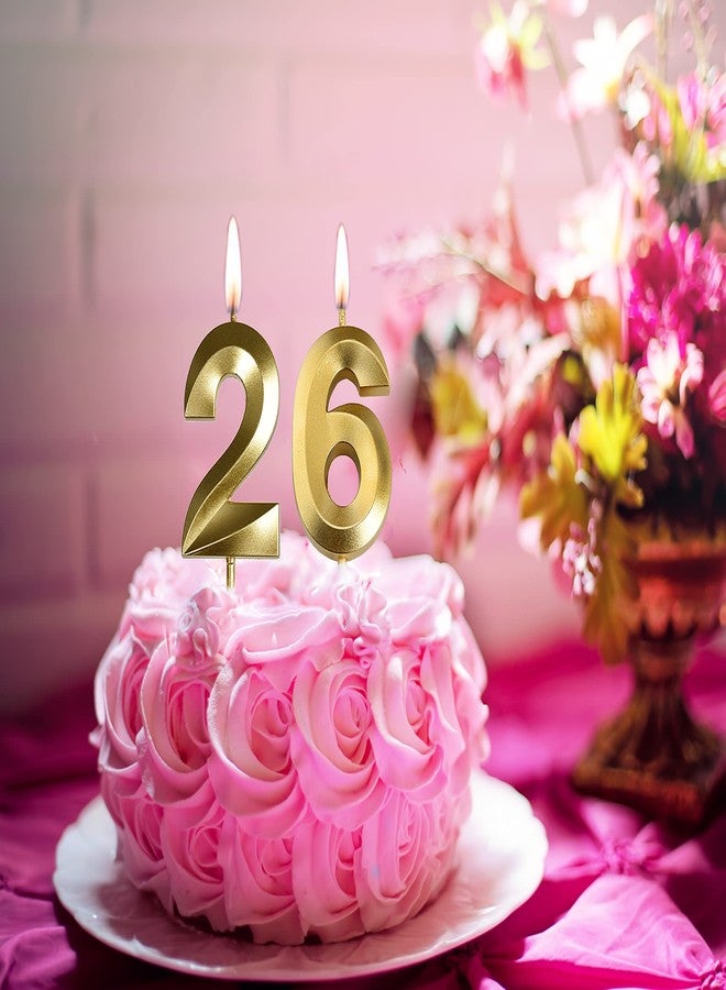 Qj-solar Gold 26th & 62nd Birthday Candles,Gold Number 26 62 Cake Topper for Birthday Decorations Party Decoration - Image 3