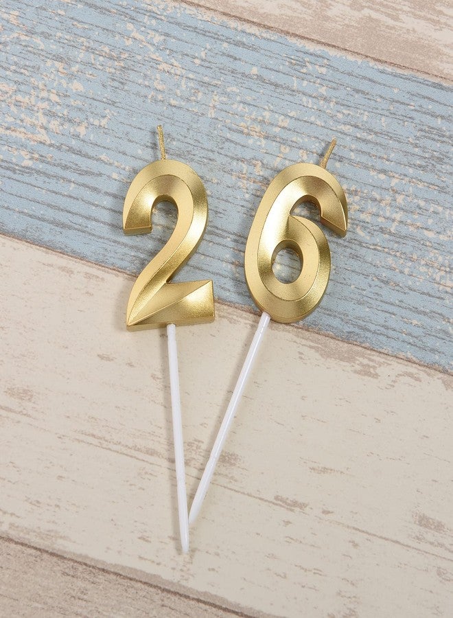 Qj-solar Gold 26th & 62nd Birthday Candles,Gold Number 26 62 Cake Topper for Birthday Decorations Party Decoration - Image 5