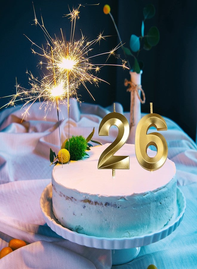 Qj-solar Gold 26th & 62nd Birthday Candles,Gold Number 26 62 Cake Topper for Birthday Decorations Party Decoration - Image 4