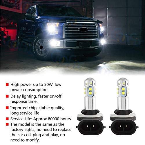 Aramox 2PCS LED Light Bulb Replacement for Accent, 12-24V 50W 1800LM / Bulb 6000K Super White High Power Bright LED Fog Daytime Light Bulbs - Image 4